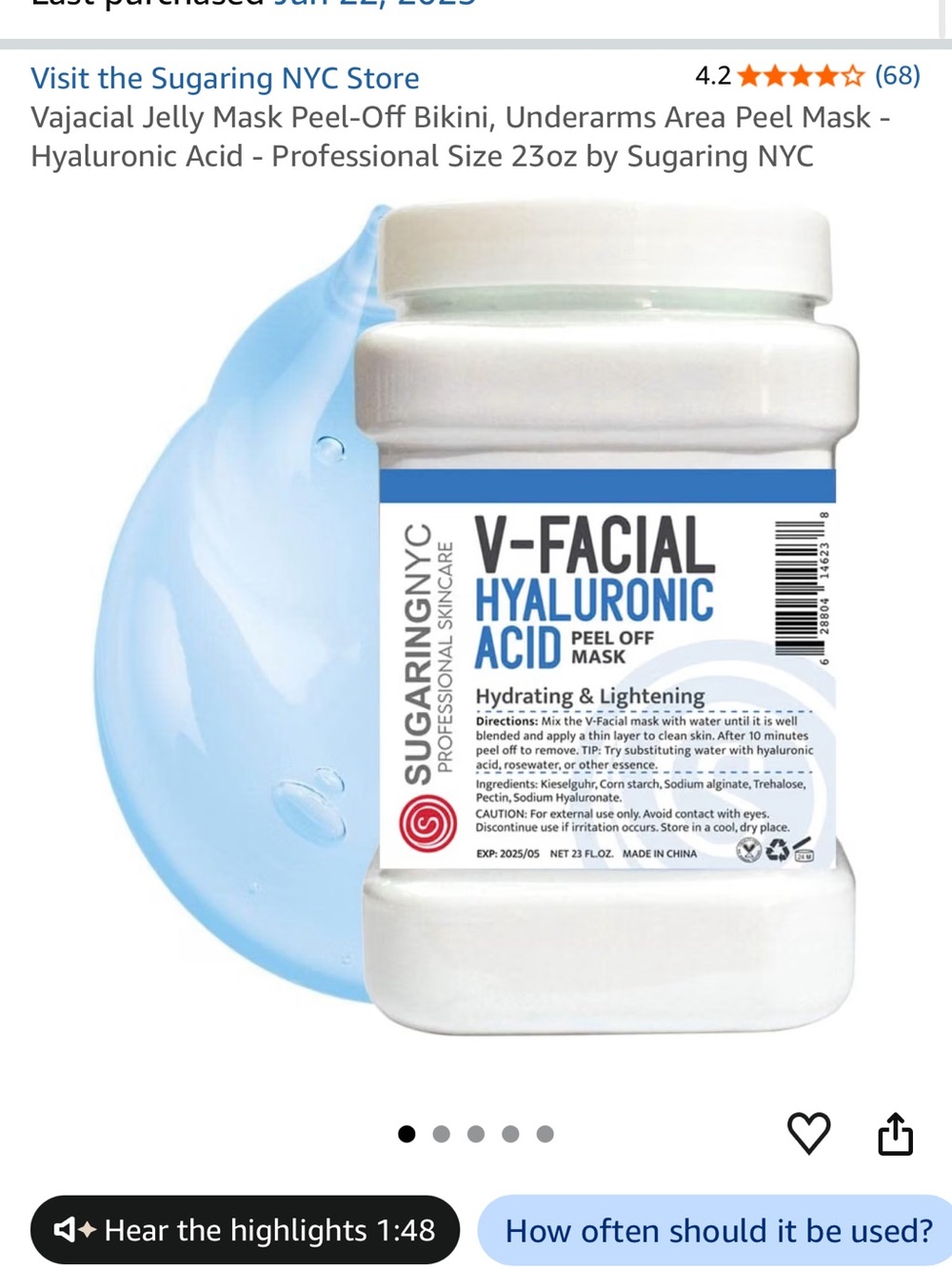 V-Facial Hyaluronic Acid Peel-Off Mask – White